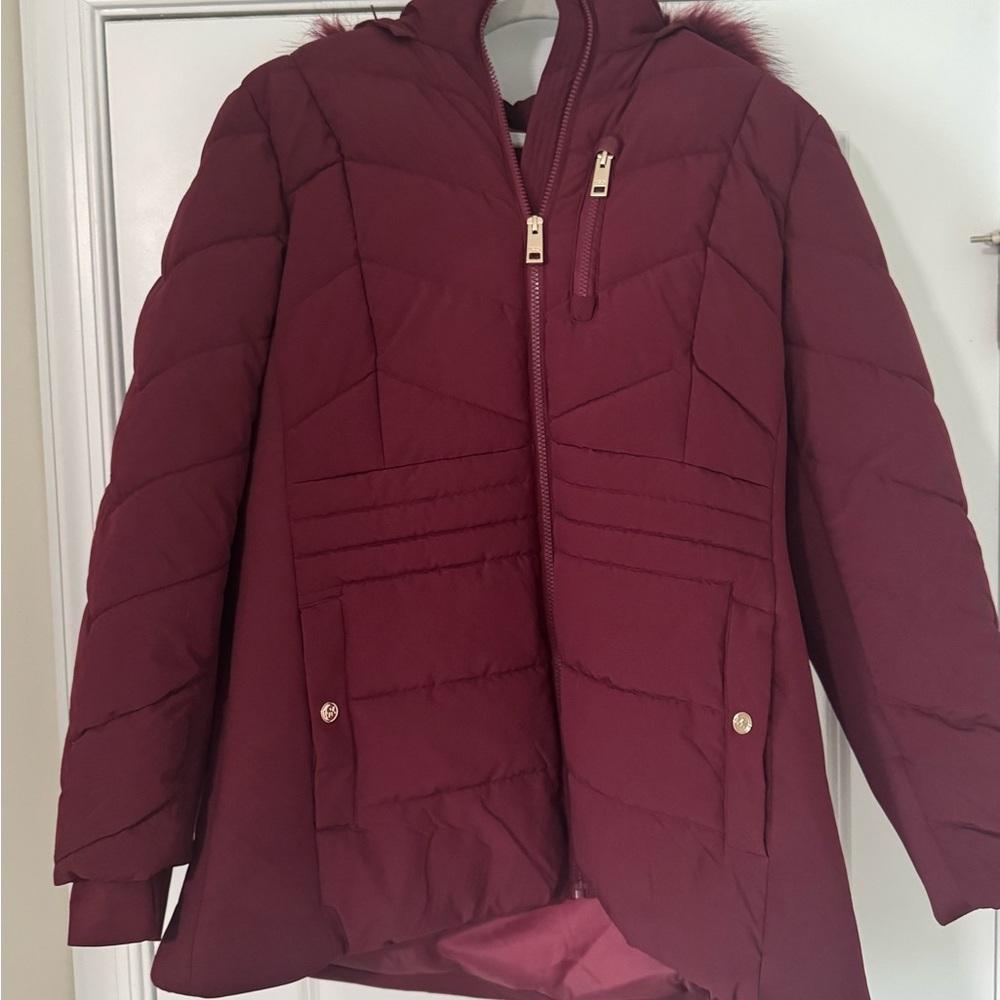 Michael Kors Red Puffer Jacket with Quilted Insulation
